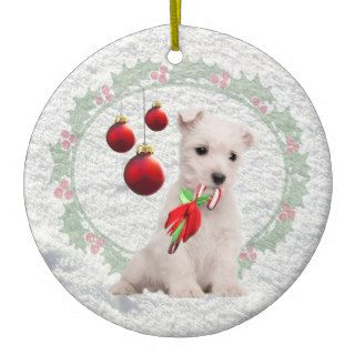 Westie Puppy Hugs & Kisses &Warm Christmas Wishes Christmas Tree Ornaments