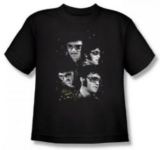 Elvis Faces Youth Black T Shirt ELV274 YT Fashion T Shirts Clothing