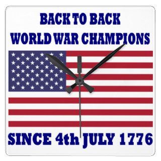 back to back world war champions square wall clock