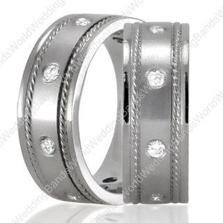 950 Platinum Diamond Wedding Rings Set, 7mm Wide, 0.64 Carat Jewelry