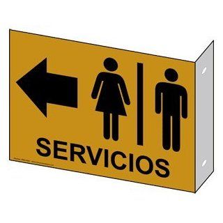 Restrooms Black on Gold Spanish Sign RRS 6984Proj BLKonGLD Restrooms  Business And Store Signs 
