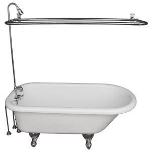 Barclay Products 5 ft. Acrylic Roll Top Bathtub Kit in White with Polished Chrome Accessories TKATR60 WCP4