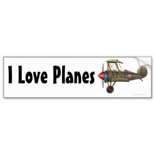 "Airplane Vintage Biplane, I Love Planes… Bumper S Bumper Sticker