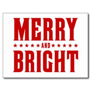 Merry and Bright Letterpress Style No. 507 Postcards
