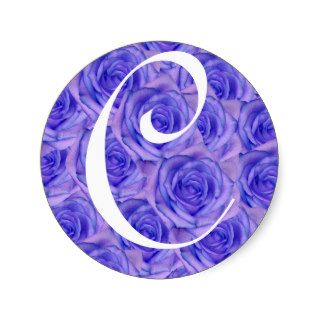 Monogram Letter C Blue Roses Sticker