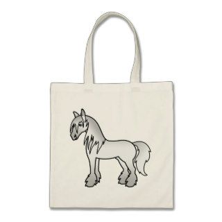 Grey Cartoon Gypsy Vanner Shire Clydesdale Horse Canvas Bags
