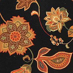 Hand hooked Autumn Leaves Black/ Orange Wool Rug (8'9 x 11'9) Safavieh 7x9   10x14 Rugs