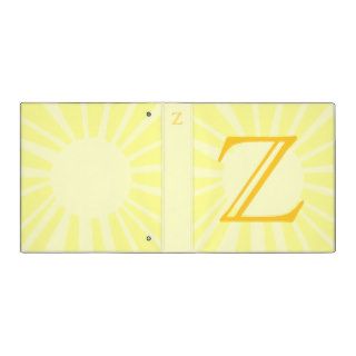 Your Letter. Custom Yellow Sun Ray Monogram. Vinyl Binders