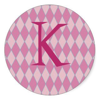 KRW Retro Pink Diamond Letter K Sticker 3 inch