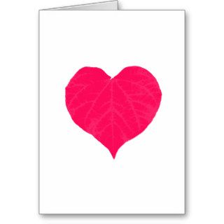 Pink Valentine Heart Leaf Greeting Cards