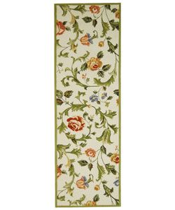 Hand hooked Garden of Eden Ivory Wool Runner (2'6 x 8') Safavieh Runner Rugs