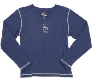 LIFE IS GOOD PEACE OUT L/S ORGANIC TEE   WOMENS   XL   MIDNIGHT BLUE  Athletic Shirts  Sports & Outdoors