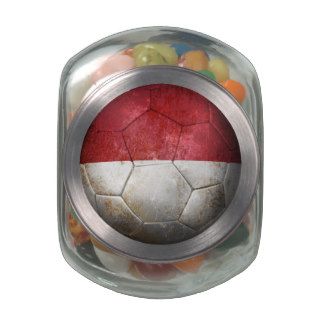Worn Indonesian Flag Football Soccer Ball Glass Candy Jar
