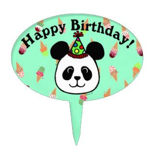 Personalized Big Face Panda Cartoon Birthday Cake Pick