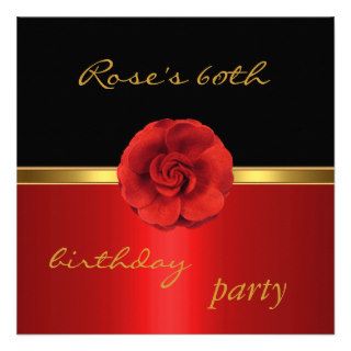Invitation 60th Birthday Elegant Rose Black Gold