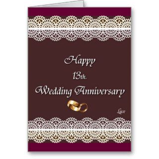 Happy 13th. Wedding Anniversary Lace Cards