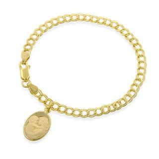Gold Plated Sterling Silver Mother and Baby Charm Bracelet 7" Jewelry