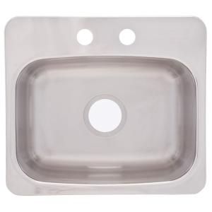 FrankeUSA Top Mount Stainless Steel 19.125x17x8 2 Hole Single Bowl Bar Sink BMSK802