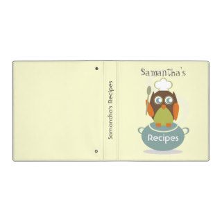 Recipe Binder   Owl With Chef's Hat, Spoon & Pot