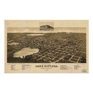 Lake City Florida 1885 Antique Panoramic Map Print