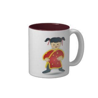 Asian Girl in Traditional Chinese Clothing Cartoon Coffee Mug