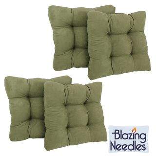 Blazing Needles Solid 19 inch Square Tufted Microsuede Chair Cushions (Set of 4) Blazing Needles Chair Pads