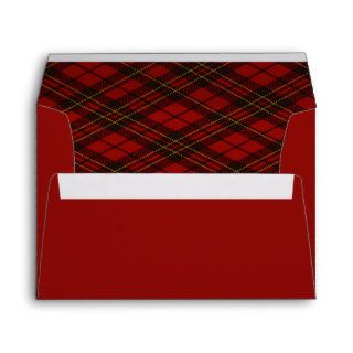 Adorable Red Christmas tartan look with Holly twig Envelope