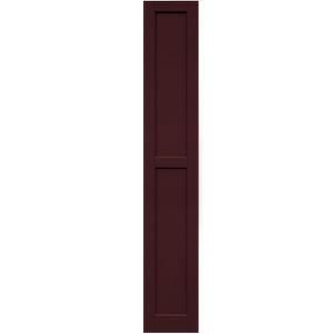Winworks Wood Composite 12 in. x 72 in. Contemporary Flat Panel Shutters Pair #657 Polished Mahogany 61272657