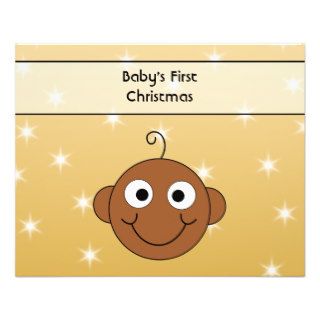 Baby's First Christmas. On Gold Color Background. Flyer Design