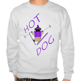 Hotdog Skiing Pug Pull Over Sweatshirts