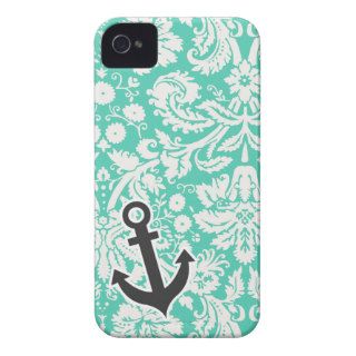 Seafoam Green Damask; Anchor iPhone 4 Covers