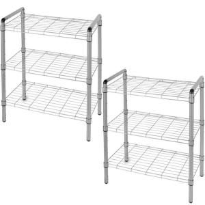 The Art of Storage 23 in. 3 Tier Quick Rack Adjustable Wire Shelving Organizer (2 pack) WS1006S
