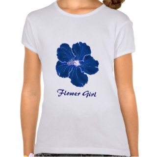 Tropical Blue Hibiscus Wedding Flower Girl T Shirt