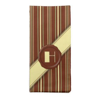 Chocolate Shop Monogram  Mint Chocolate Stripe   H Cloth Napkin