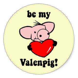 Funny pig Valentine's Day Round Sticker