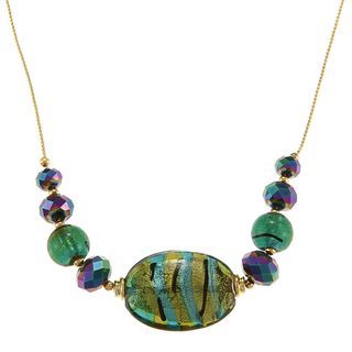 Alexa Starr Goldtone Green Painted and Faceted Glass Slider Necklace Alexa Starr Fashion Necklaces