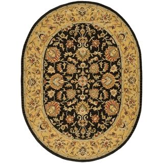 Handmade Heritage Kerman Charcoal/ Gold Wool Rug (7'6 x 9'6 Oval) Safavieh Round/Oval/Square