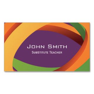 Abstract Curves Substitute Teacher Business Card