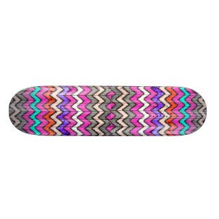 Andes Tribal Aztec Pink chevron Ikat wood patt. Skate Decks