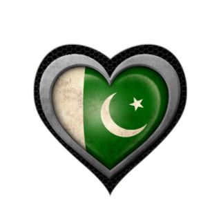 Pakistani Heart Flag Steel Mesh Effect Heart Stickers