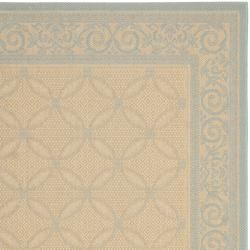 Poolside Cream/Aqua Indoor Outdoor Polypropylene Rug (4' x 5'7) Safavieh 3x5   4x6 Rugs