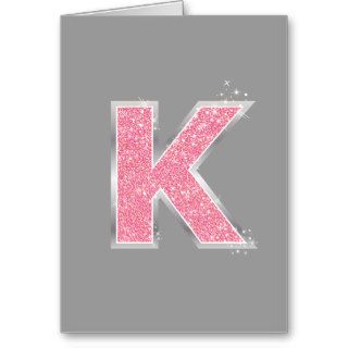 Pink Glitter letter K Greeting Card