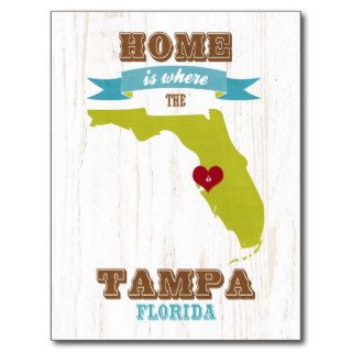 Tampa, Florida Map – Home Is Where The Heart Is Post Cards