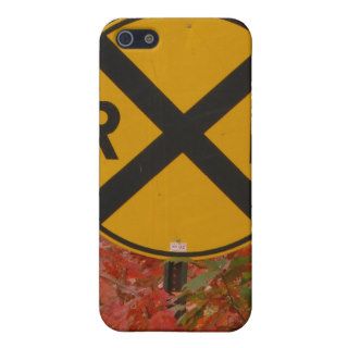 RR train crossing signal autumn foliage Cases For iPhone 5