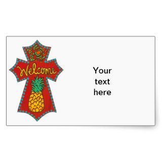 Welcome Pineapple Cross Rectangle Stickers