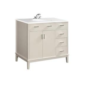 Simpli Home Urban Loft 36 in. Vanity in White with Quartz Marble Vanity Top in White and Undermounted Oval Sink NL URBAN SW 36 2A