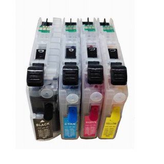 Discountinkllc 4 pks LC 103 LC 105 LC 107 Refillable Ink Cartridges with Auto Reset Chips for Brother MFC J285DW, MFC J4310DW, MFC J4410DW, MFC J4510DW, MFC J4610DW, MFC J470DW, MFC J4710DW, MFC J475DW, MFC J650DW, MFC J870DW, MFC J875DW 