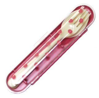 HAKOYA De la famille spoon and fork case set pink polka dots 53 107 (japan import) Kitchen & Dining