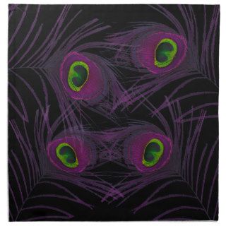 Purple & Green Peacock Feather Collage Napkin