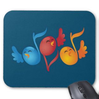 Singing Musical Note Birds   Colored Background Mousepad